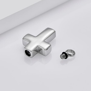 Ciondolo Urna Commemorativa a Croce in Acciaio Inossidabile 316L Placcato Oro con Collana, Gioiello Religioso per Ceneri di Cremazione - Product Image 3