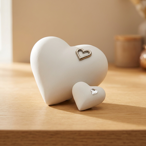 White Heart Shaped Memorial Urn Keepsake <b>Casket</b> <b>Ashes</b> Holder Tabletop Decoration Commemoration - Indian Home Crafts - Product Image 1