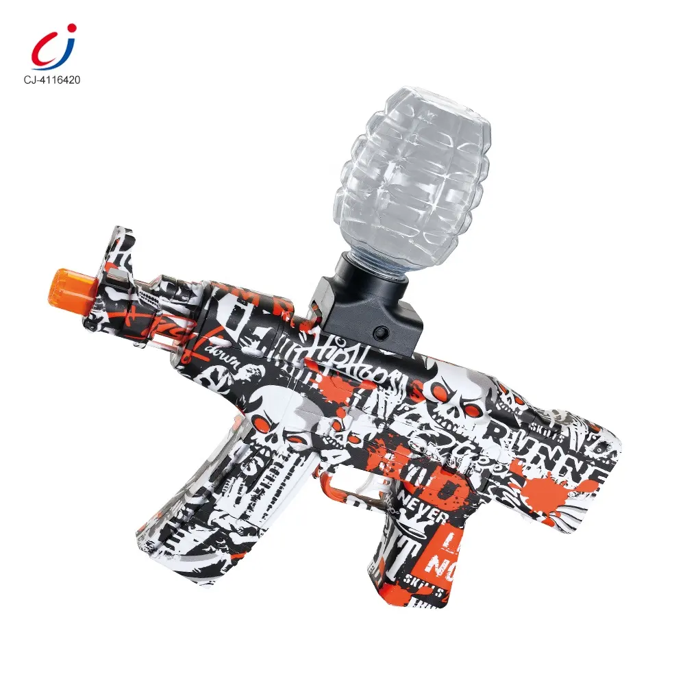 Chengji hot selling children summer outdoor play 2 in 1 electric toys plastic water ball ak 47 toy gun with bullets shooting