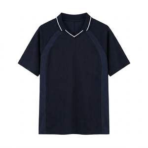 Camiseta Deportiva de Manga Corta con Cuello en V para Hombre, de Secado Rápido, Transpirable, con Paneles de Malla, Estilo Raglán - Product Image 1