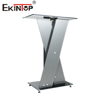 Ekintop Podium transparent Bureau d'accueil en verre Bureau d'accueil pour consultation MC Bureau de conférence
