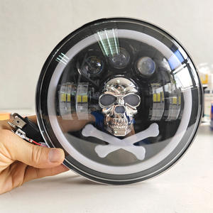 Phare de <span class=keywords><strong>moto</strong></span> rond de 7 pouces de haute qualité, tête de mort colorée, yeux de démon, fantôme, phare LED pour voiture - Product Image 4