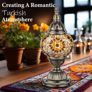 Marrakech Moroccan Handmade Thổ Nhĩ Kỳ Mosaic Glass bảng đèn với cơ sở Đồng Bohemian Tiffany phong cách đèn cạnh giường ngủ - Product Image 5