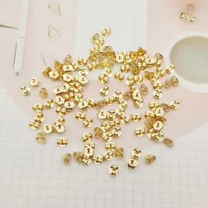 14K 18K Anting-Anting Perhiasan Emas Solid Plug BELAKANG Penyumbat Telinga Posting Klip Kupu-kupu untuk Aksesori Anting-Anting Steker