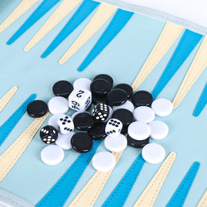 Custom Logo Portable <b>Backgammon</b> Set Roll Up Leather <b>Board</b> Game with Dice and Checkers Wholesale OEM Factory Supplier - Product Image 4