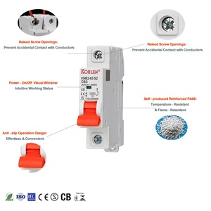 Автоматический выключатель KORLEN 1P AC MCB C-типа 240/415В 50/60Гц на DIN-рейку, PA66, 6А-63А - Product Image 5