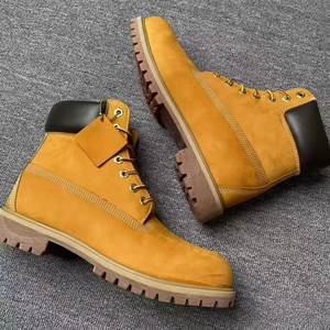 Bottes jaunes de luxe pour hommes, design original élégant, bottes de marche montantes, semelle épaisse, respirantes, bottes d'extérieur TB - Product Image 4