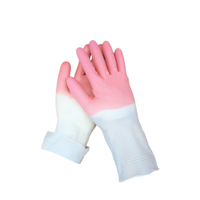 Gants de ménage en PVC OEM 30 cm, paume alvéolée antidérapante, bord roulé, imperméables, réutilisables, pour le nettoyage de la cuisine et la vaisselle