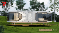 Capsule spatiale préfabriquée, structure modulaire en acier pour hôtel, glamping, complexe hôtelier