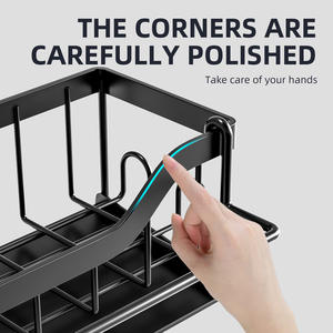 Organisateur de caddie d'évier de cuisine <span class=keywords><strong>auto</strong></span>-adhésif porte-éponge d'évier de comptoir avec plateau de <span class=keywords><strong>vidange</strong></span> automatique - Product Image 5