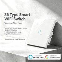 Interrupteur mural intelligent WiFi UBARO Tuya à écran tactile, panneau en verre trempé, prise en charge Alexa, Google, Yandex, Alice, norme EU 86, pour une seule ligne électrique