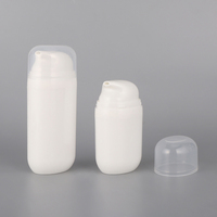 Flacon Airless en Plastique Blanc avec Bouchon Transparent, Emballage Cosmétique Sous Vide pour Lotion et Crème Visage, Capacité 50ml 100ml