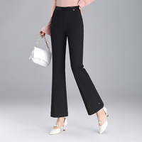 Pantalon évasé mi-taille coupe régulière anti-plis pour femme, nouvelle collection automne, style coréen, taille élastique, effet queue de poisson