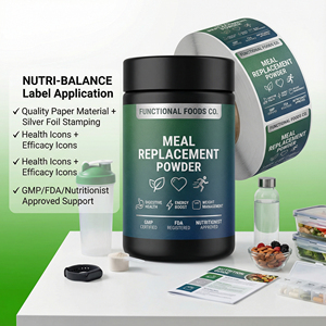 Etiqueta de Pó de Proteína em Folha Prateada Fosca, Adesivo Personalizado para Suplementos Funcionais de Enzimas e Fibras - Product Image 4