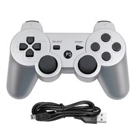 Manette de jeu sans fil à double vibration pour PS3, manette de jeu BT, joystick, manette de jeu avec câble USB