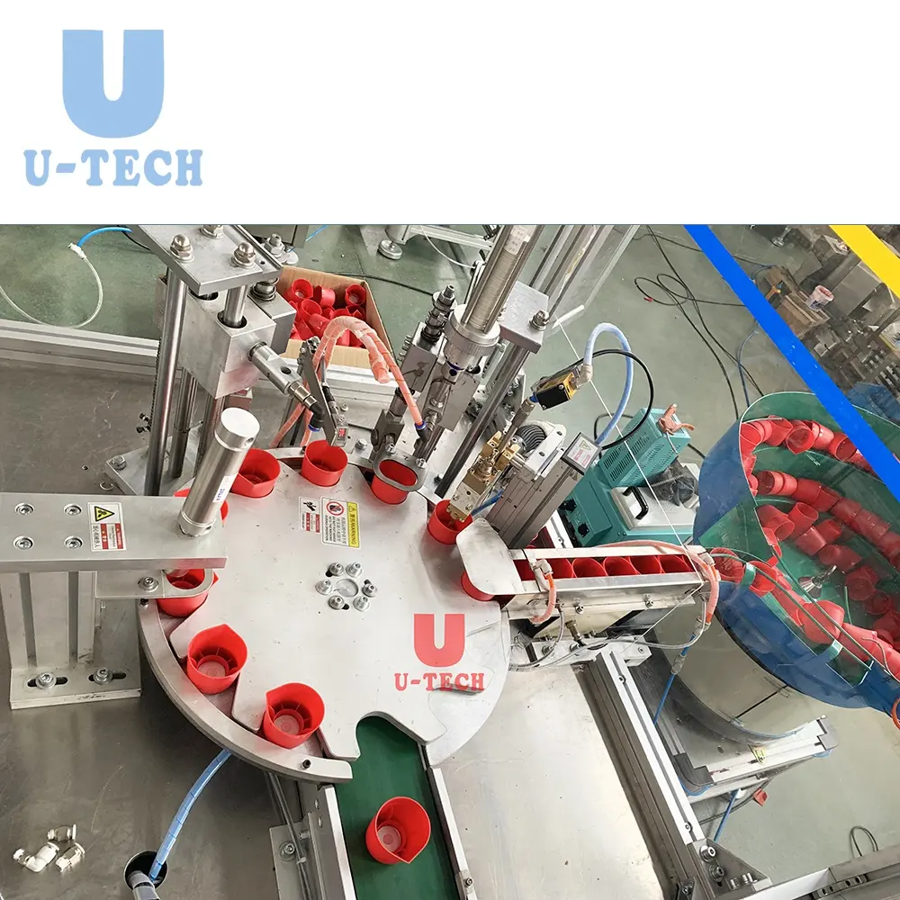 U Tech completely automatic vodka gasket plastic bottle lid cover wadding liner inserting cap lining machine