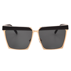 Maidis Square Sunglasses Gold <b>Frame</b> <b>Black</b> Lens UV400 Protection Unisex Style - Product Image 5