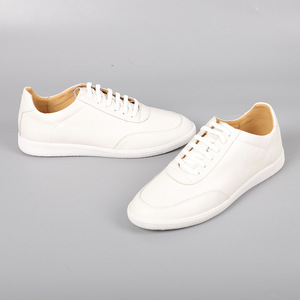 Zapatillas Deportivas Blancas de Piel Genuina con Punta Redonda y Cordones, Suela de Goma Transpirable, Estilo para Caminar - Product Image 2