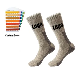 Meias de lã para caminhada ao ar livre em cores personalizadas por atacado, meias grossas com almofada completa para inverno e caminhadas