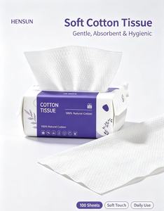Serviettes jetables pour le visage, 200 unités, lingettes pour le visage, peau sensible, ultra douces, épaisses, en coton naturel, lingettes nettoyantes pour le visage, lingettes sèches pour bébé - Product Image 2
