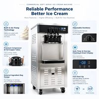 Industriële soft-serve ijsmachine met hoge capaciteit, luchtpomp en roestvrijstalen behuizing voor bevroren desserts