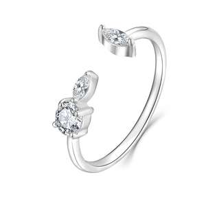 Anello ad anello aperto personalizzato in argento sterling 925 per gli amanti da regalare agli amici un anello di zirconi creativo da donna - Product Image 1