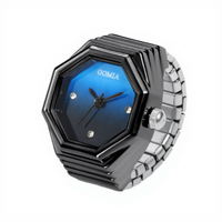 Nouvelle montre bague hexagonale unisexe, style simple et polyvalent, pour couples, en fer plaqué or, avec bracelet extensible, produit phare pour le commerce extérieur, vente en gros
