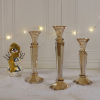 Großhandel Kristallglas Champagner Gold-Kerzenhalter für Hochzeit hochwertig Esszimmer Festival Party Dekoration