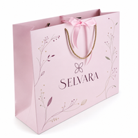 Sac cadeau en papier dégradable imprimé floral avec ruban et poignées en corde pour mariage, emballage de marque, vente en gros, direct usine