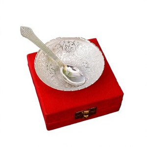 German Royal Luxury Velvet Box Set Modern Design Multi-Functional Aluminium Bowl Tray Spoon Home Decor Dry Fruit <b>Sweets</b> Weddings - Product Image 3