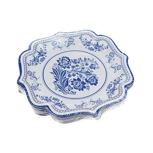 BECOL – Lot d'assiettes en carton style rétro chinois bleu et blanc, écologiques, 7 pouces, jetables, pour fêtes et dîners - Product Image 2