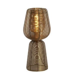 Lámpara de Acento Arquitectónica Rústica Impresionante con Malla Metálica y Diseño Único de Reloj de Arena, Bombillas Halógenas Regulables para Iluminación de Hoteles - Product Image 1