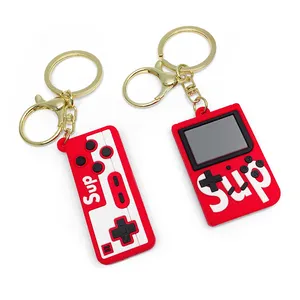 Hot-selling Soft PVC Rubber Handle Game Pad Machine Controller game machine Keychain Custom Plastic red Key Chains