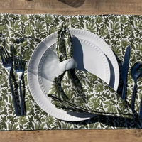Serviette personnalisée de décoration de bureau florale imprimée à la main en pur lin 100%