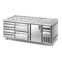 Nouveau modèle Réfrigérateur et congélateur Offre spéciale Congélateur en acier inoxydable pour bar à salade Grande table de préparation de pizzas Réfrigérée pour restaurant