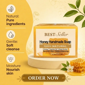 Savon au miel OEM en gros 200g, au beurre de karité et de jojoba, nettoyage en profondeur et nourrissant pour le visage et le corps, tous types de peau, conforme CPNP UE, logo personnalisé - Product Image 4