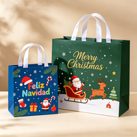 Sacs en papier personnalisés avec logo imprimé pour Noël, en espagnol Feliz Navidad, livraison express en 72h, sac cadeau en carton blanc renforcé