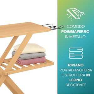 Planche à repasser pliante en bois 140x35 cm, hauteur réglable avec repose-fer - Product Image 3