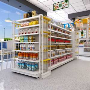 金属両面自立型スーパーマーケット棚コンビニエンスストアディスプレイラック食料品店ディスプレイユニット - Product Image 1