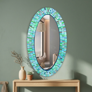 Espejo de Pared Decorativo de Mosaico de Vidrio Artístico, Acento Interior Hecho a Mano, Marco de Mosaico Elegante y Reflectante para Sala de Estar - Product Image 6