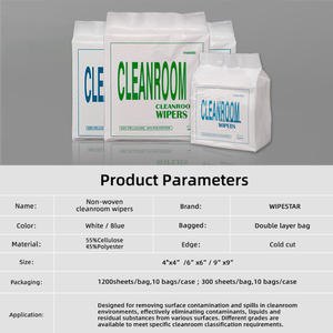 WIPESTAR Toallitas no tejidas al por mayor, mezcla de celulosa y poliéster, bajo contenido de partículas, 9x9 pulgadas, papel de limpieza en seco no estéril para salas limpias - Product Image 6