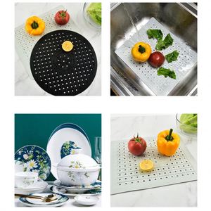 Drying Dishes Heat Insulation <b>Protector</b> Multifunctional Quick Drain Kitchen <b>Table</b> Anti Slip Soft Rubber Silicone Sink Mat - Product Image 4