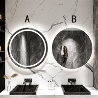 Miroir de salle de bain rond sans cadre moderne personnalisé CF, miroir mural anti-buée avec écran tactile intelligent LED et éclairage