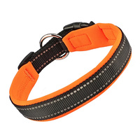 Collier pour chien en nylon anti-odeur avec anneau en O, confortable, réglable, réfléchissant, avec rembourrage en néoprène doux et respirant