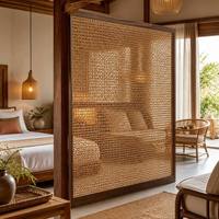 Paravent en verre laminé en rotin tressé, effet translucide, ultra-transparent, décoratif, pour hall d'hôtel, restaurant