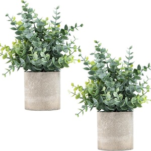 Toptan Yapay Mini Saksı Bitkileri, Ev Ofis Masası Rafı İç Mekan Dekorasyonu için Çimento Saksılı Küçük Yapay Bitkiler - Product Image 4