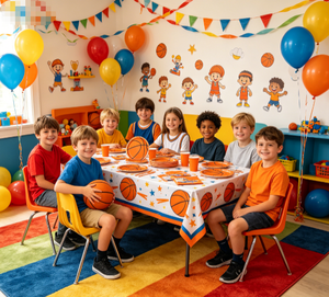 DAMAI Hot Selling Disposable Tableware Set Basketball Sports Themed Party Supplies Ready In Stock include napkins plates dishes - Product Image 5