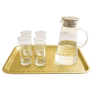 Piatto da portata in oro antiscivolo di grandi dimensioni rettangolare dal Design durevole in oro - Product Image 5