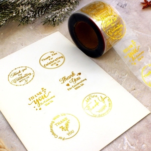 Adesivi Sigillanti Trasparenti Impermeabili Fustellati Personalizzati con Logo Stampato, Etichette per Imballaggio in Lamina d'Oro Trasparente - Product Image 3