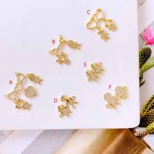 Pendentif de dessin animé mignon fille et garçon collier CZ plaqué or 18 carats collier jumeau fille collier coeur amour bijoux cadeau - Product Image 3